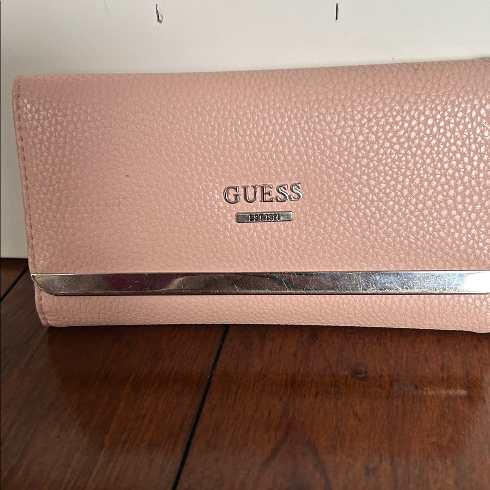 GUESS Pink Pebbled Wallet with Silver Accent - Picture 2 of 8